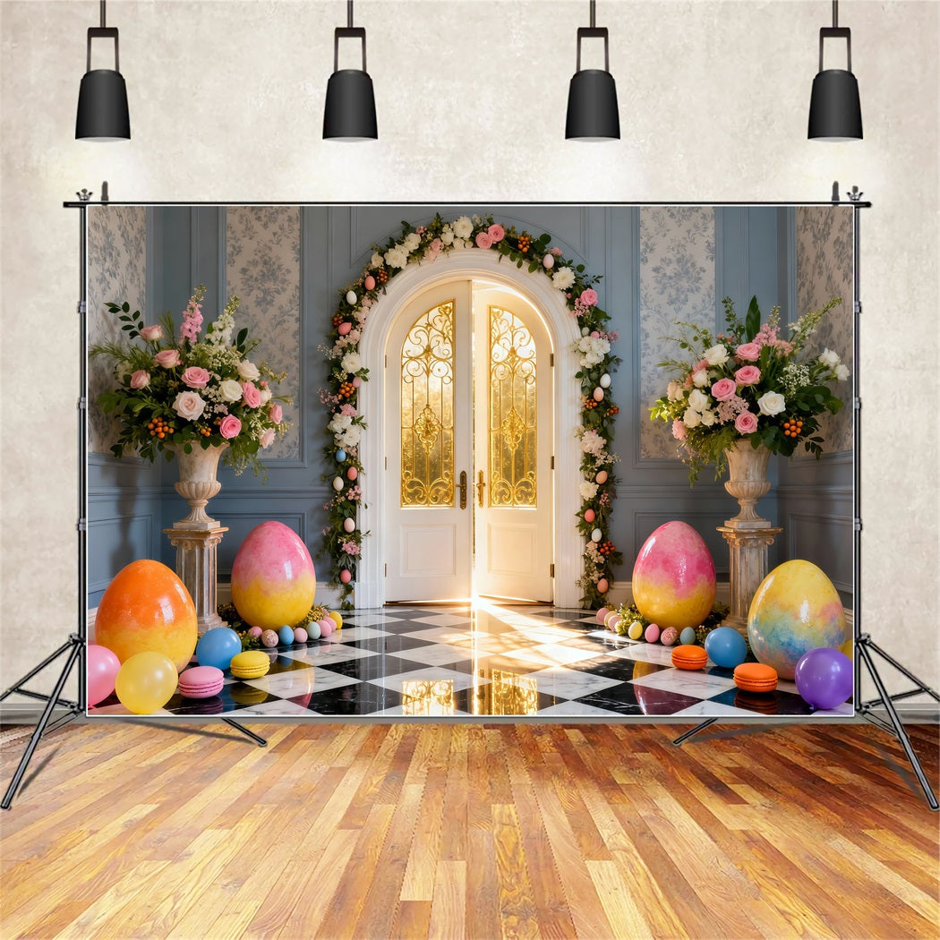 Ideen für Ostersonntag-Hintergründe Goldener Torbogen Eierhalle Ideen für Osterfotografie-Hintergründe LXX61-65