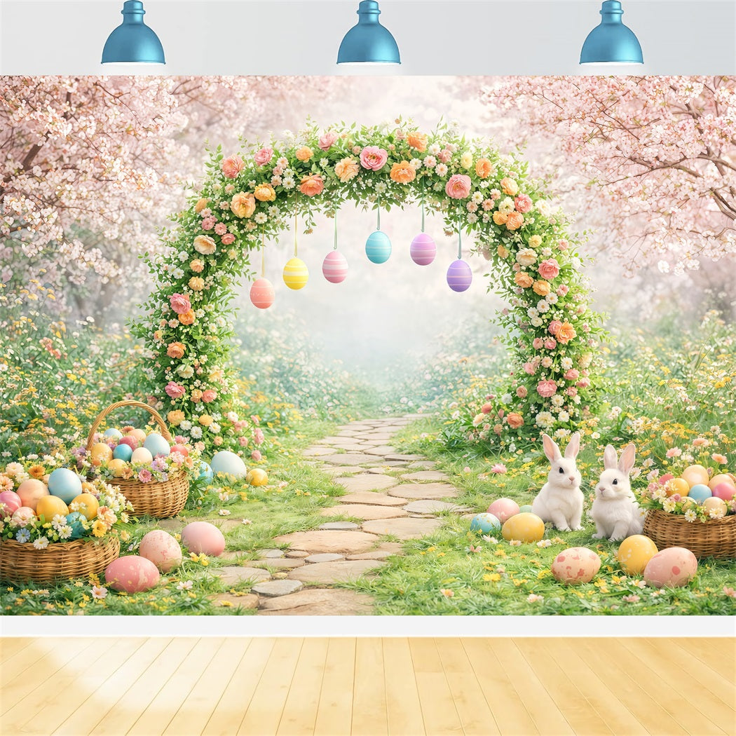 Hintergründe für Osterbühnen Blühender Gartenbogen Hasen-Eier Fotoshooting mit Osterhintergrund LXX61-67