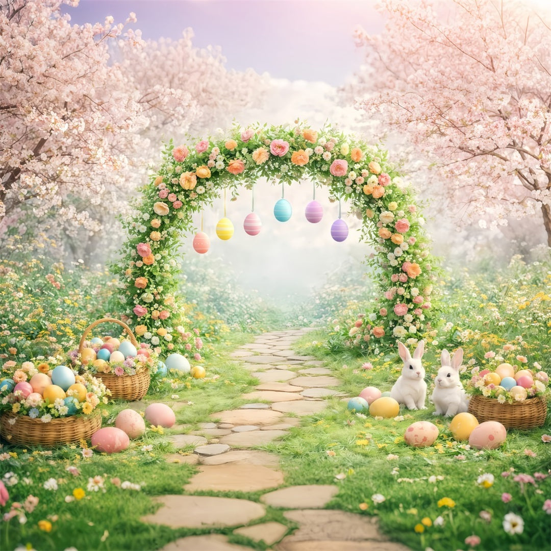 Hintergründe für Osterbühnen Blühender Gartenbogen Hasen-Eier Fotoshooting mit Osterhintergrund LXX61-67