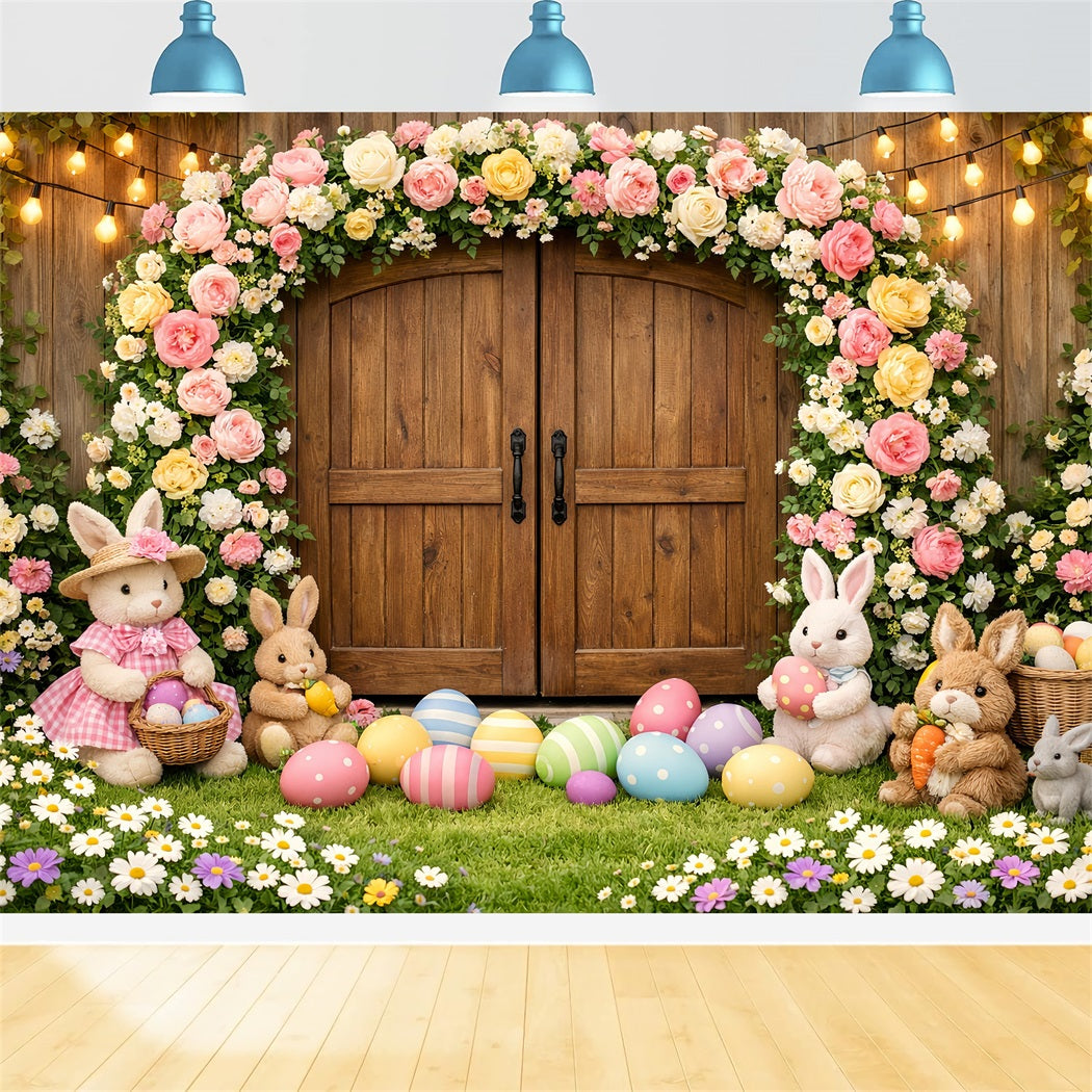 Osterhasen-Hintergründe Rustikale Holzkreuze Blumen-Oster-Hintergründe Ideen LXX61-73