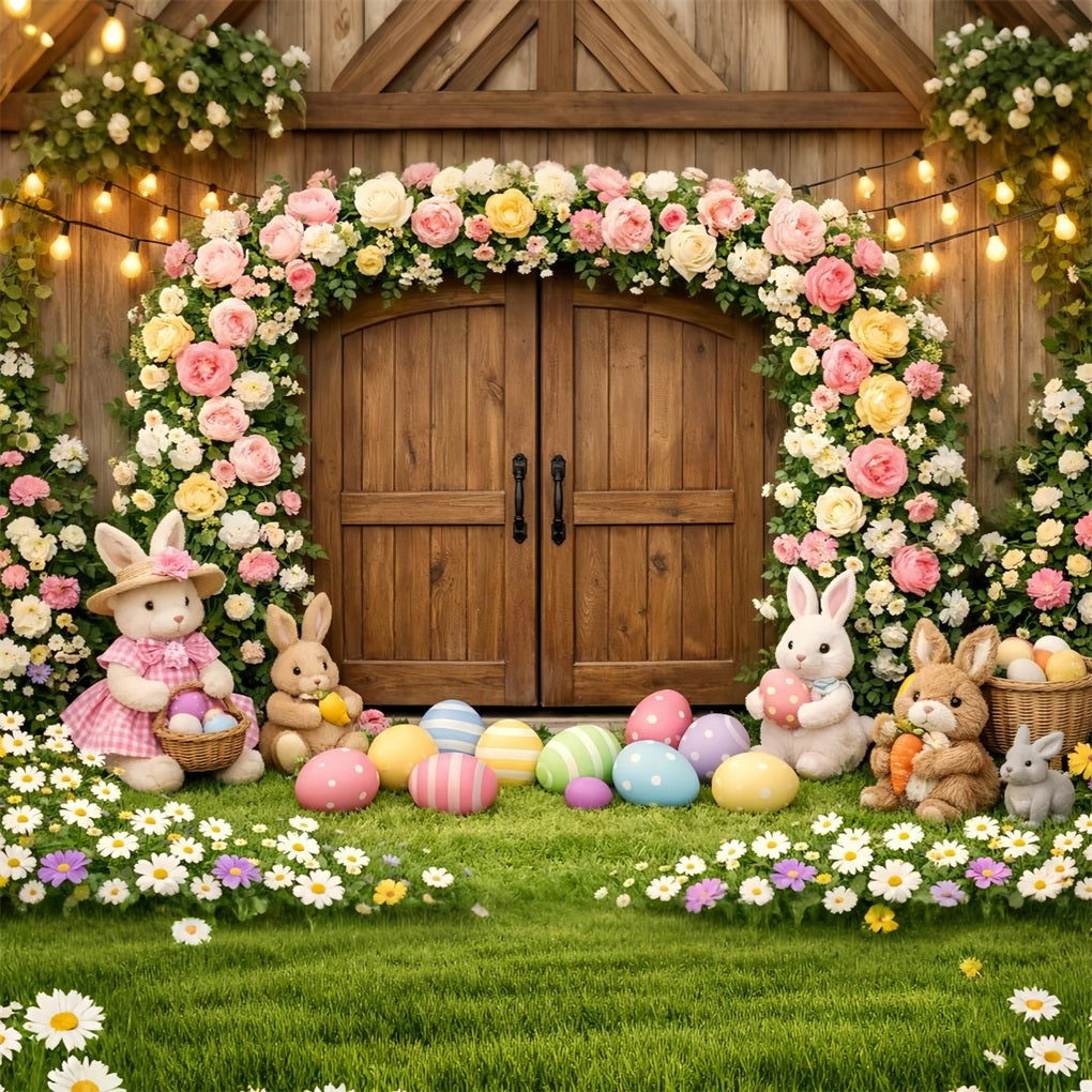Osterhasen-Hintergründe Rustikale Holzkreuze Blumen-Oster-Hintergründe Ideen LXX61-73