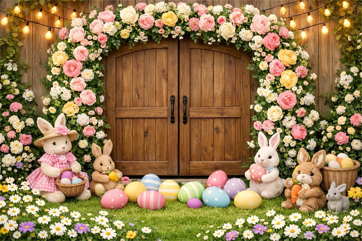 Osterhasen-Hintergründe Rustikale Holzkreuze Blumen-Oster-Hintergründe Ideen LXX61-73