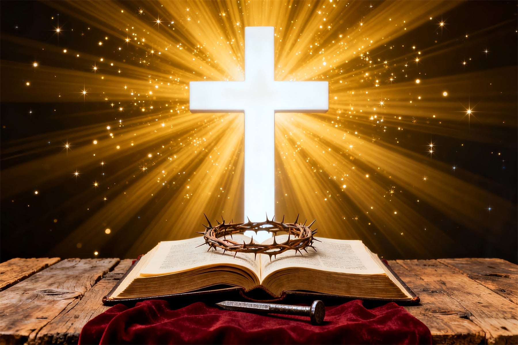 Christliche Oster-Fotohintergründe Strahlendes Kreuz Heilige Schrift Fotografie Oster-Hintergrund-Ideen LXX61-87