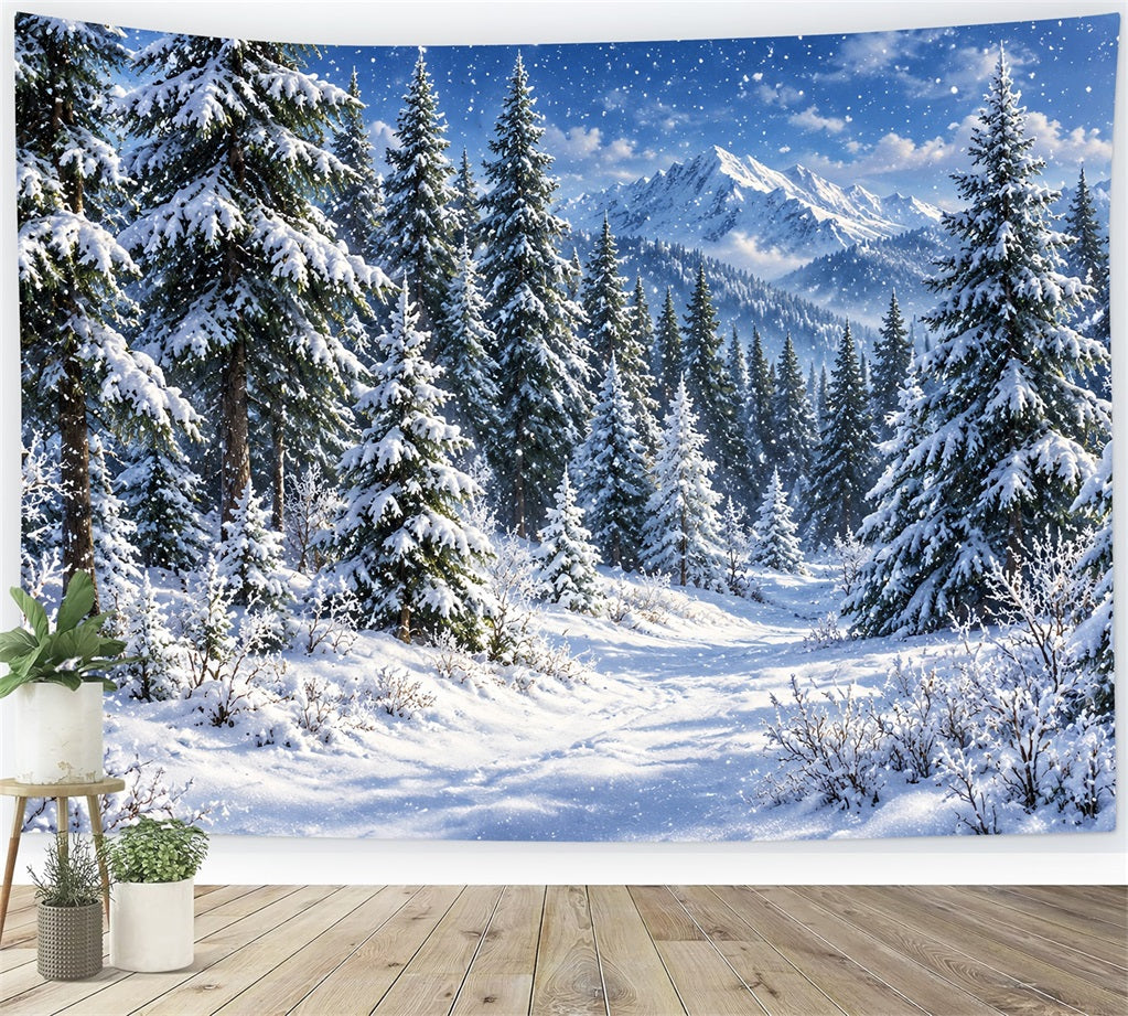 Weihnachtlicher Fotohintergrund Verschneiter Laternen-Torbogenweg LXX610-173