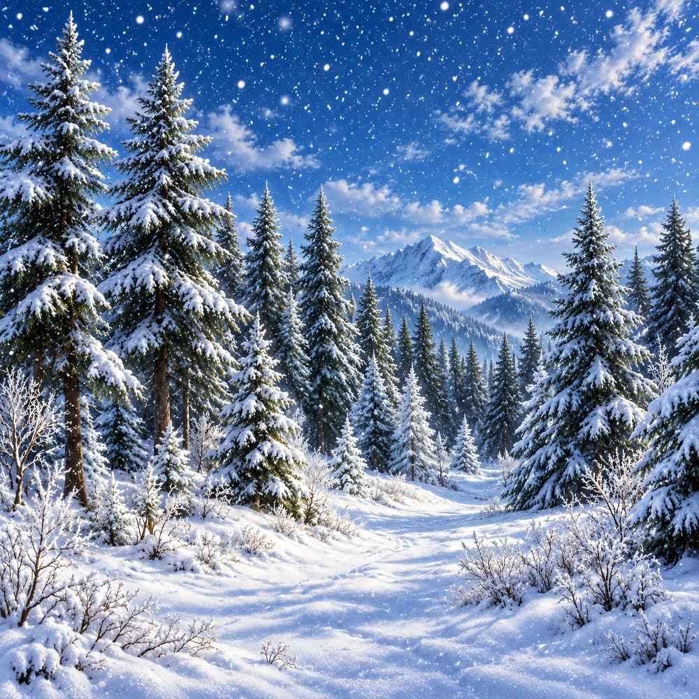 Weihnachtlicher Fotohintergrund Verschneiter Laternen-Torbogenweg LXX610-173