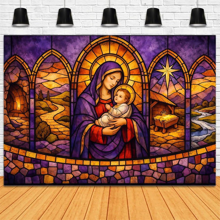 Ostern Kirche Fotohintergrund Heilige Mutter Kind Geburt Glas Ostern Hintergründe LXX62-34