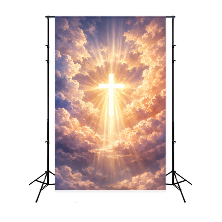 Kreuz-Hintergründe Himmlisches Heiliges Licht Wolkenlandschaft Oster-Fotografie-Hintergründe LXX62-41