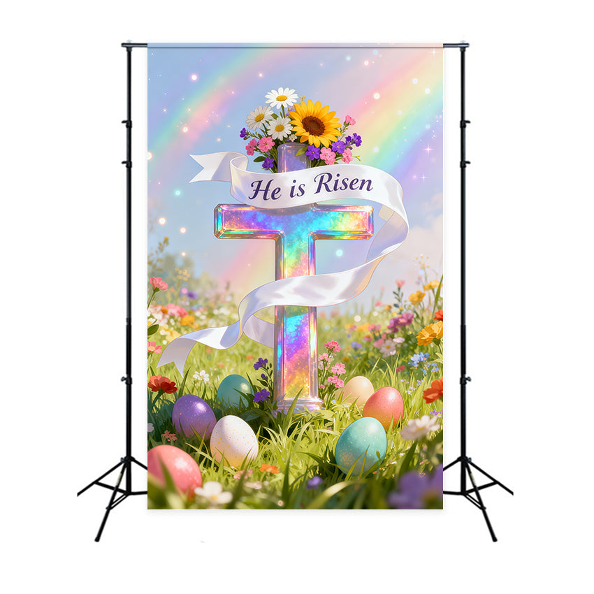 Oster-Sonntag-Hintergrund Er ist auferstanden Kreuz Eier Oster-Foto-Hintergrund-Ideen LXX62-43