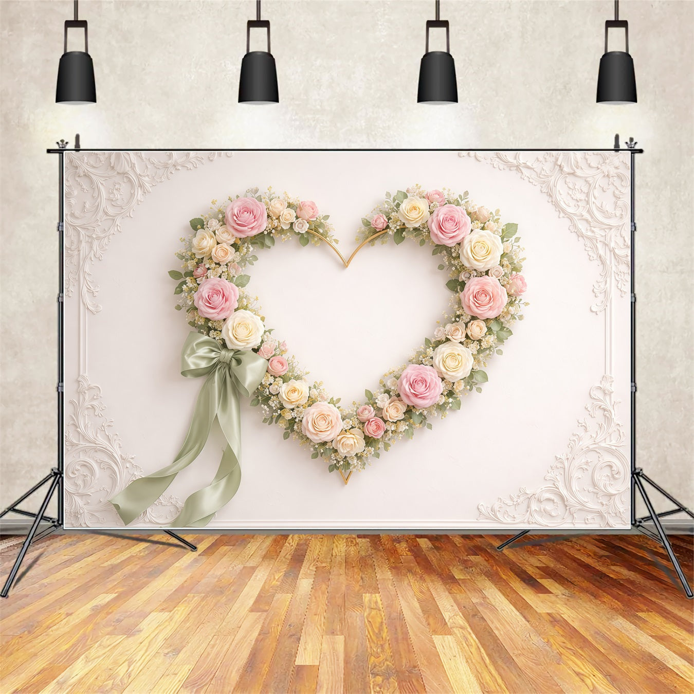 Herz-Blumenrahmen Muttertag-Hintergrund Vintage-Wandrosen-Band Muttertag-Hintergrund-Ideen LXX63-10