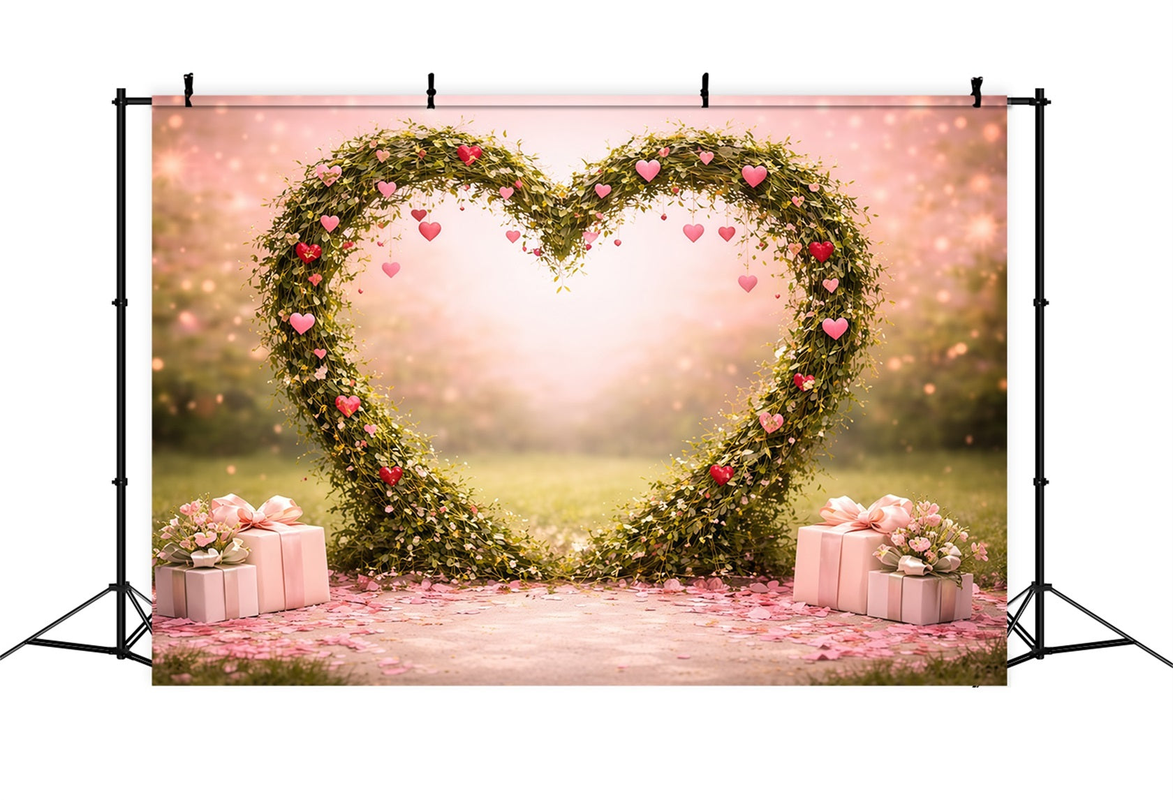 Herz-Blumenrahmen Muttertag-Hintergrund Romantische Ranke Rosa Geschenk Muttertag-Hintergrundideen LXX63-13