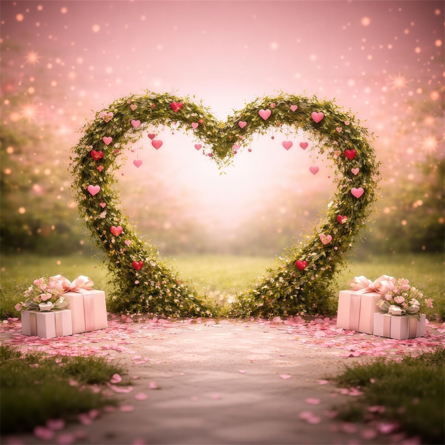 Herz-Blumenrahmen Muttertag-Hintergrund Romantische Ranke Rosa Geschenk Muttertag-Hintergrundideen LXX63-13