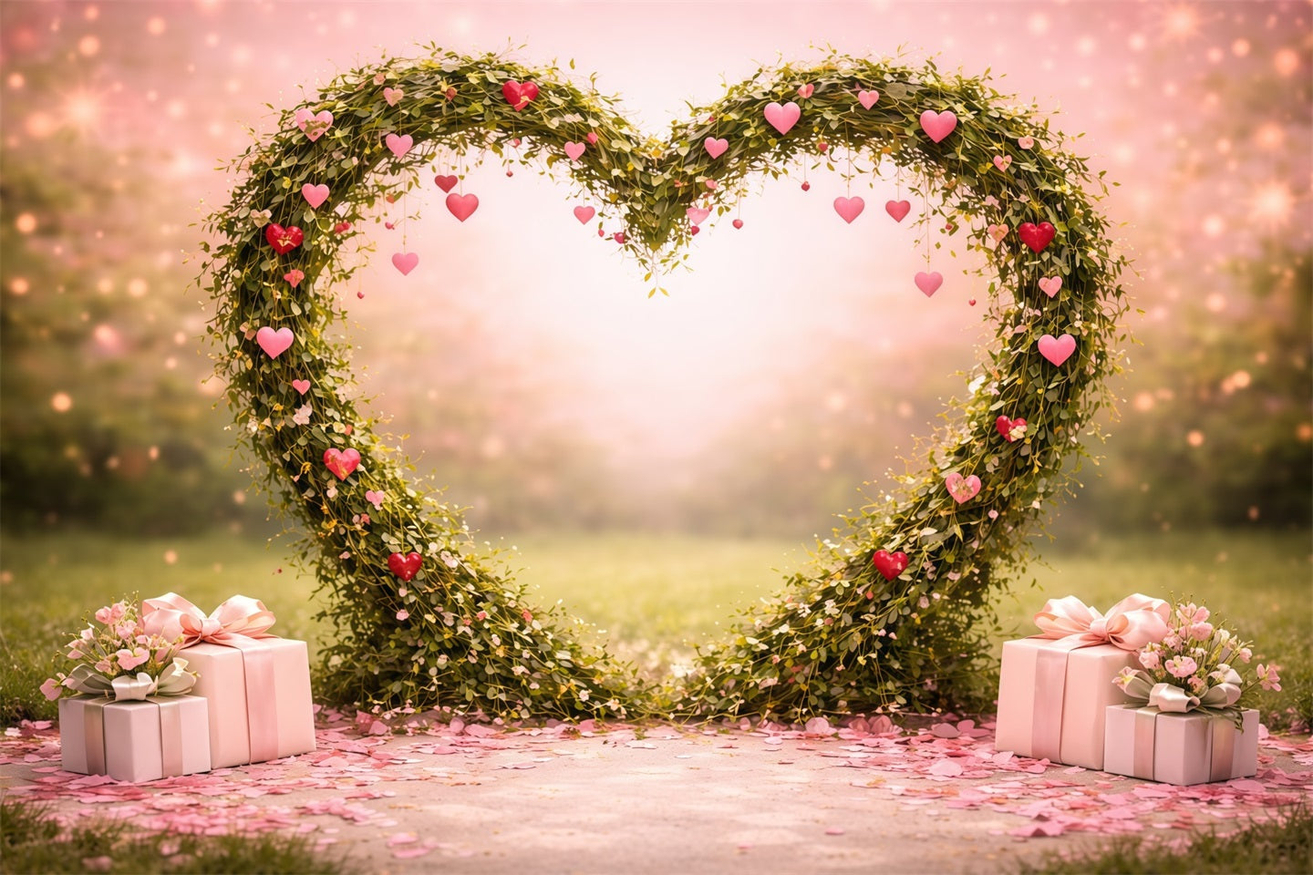 Herz-Blumenrahmen Muttertag-Hintergrund Romantische Ranke Rosa Geschenk Muttertag-Hintergrundideen LXX63-13