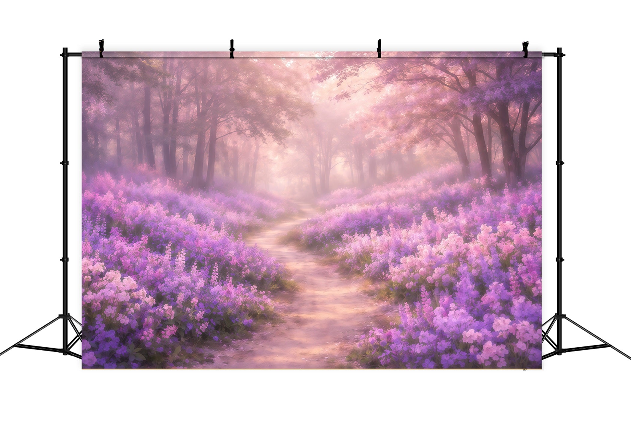 Verträumter Soft-Focus-Hintergrund zum Muttertag – Lila Blütenwaldweg-Fotohintergründe zum Muttertag LXX63-33
