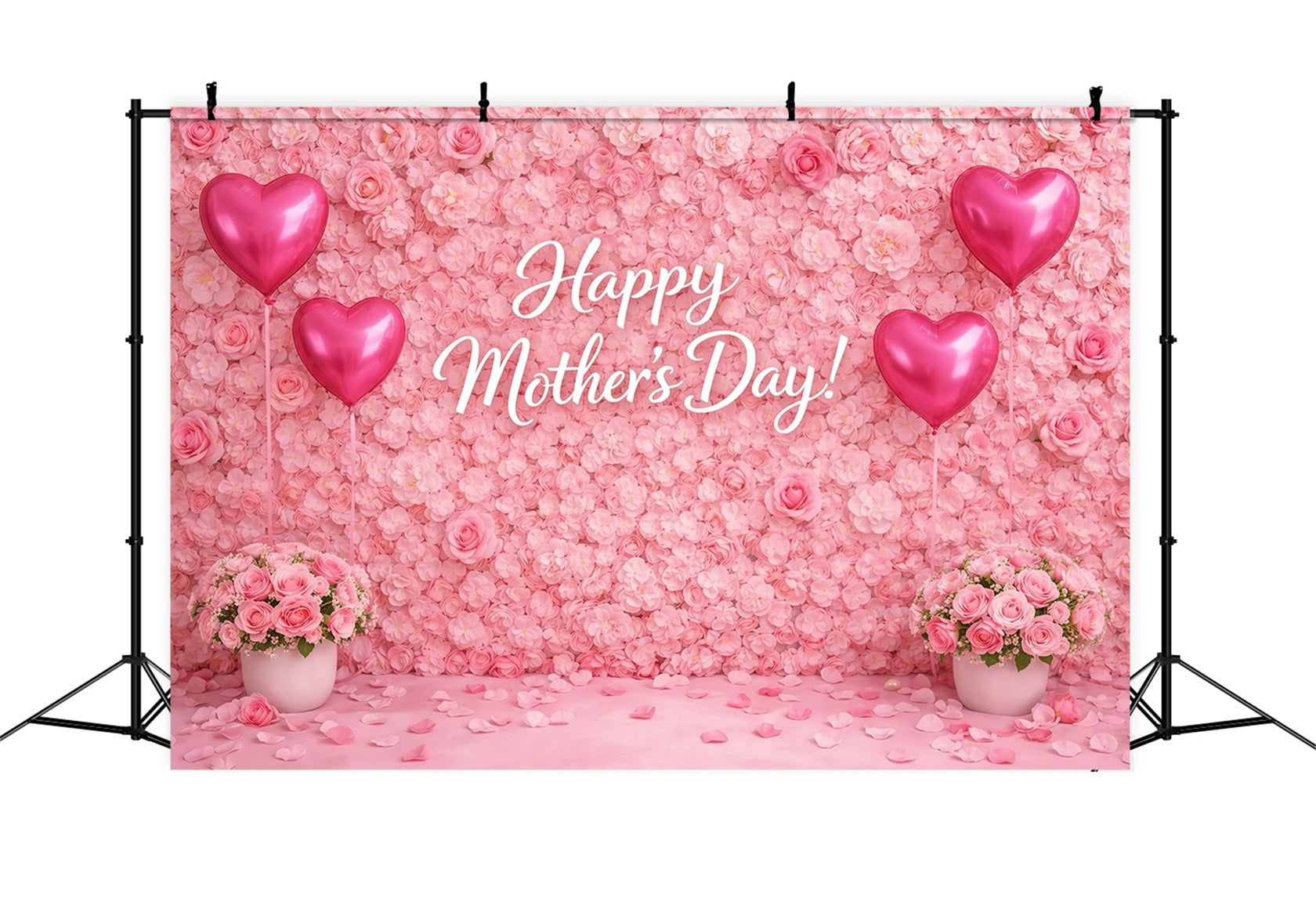 Ideen für Muttertags-Hintergründe für die Schule – Rosa Rosenwand, Herzballons, Fotohintergründe zum Muttertag LXX63-56