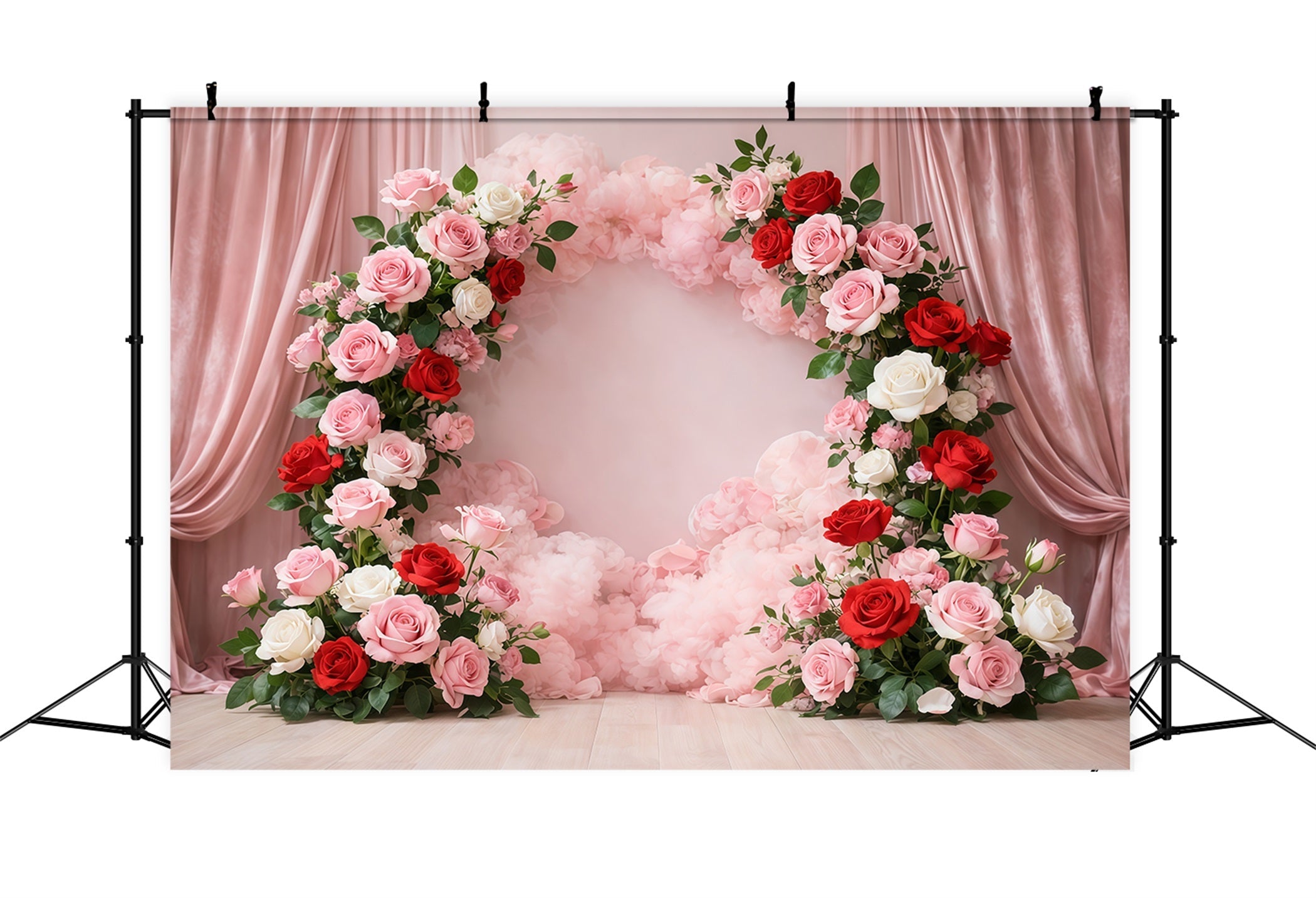 Muttertag-Porträt-Hintergrund Romantischer rosa-roter Rosenbogen Muttertag-Hintergrund LXX63-9