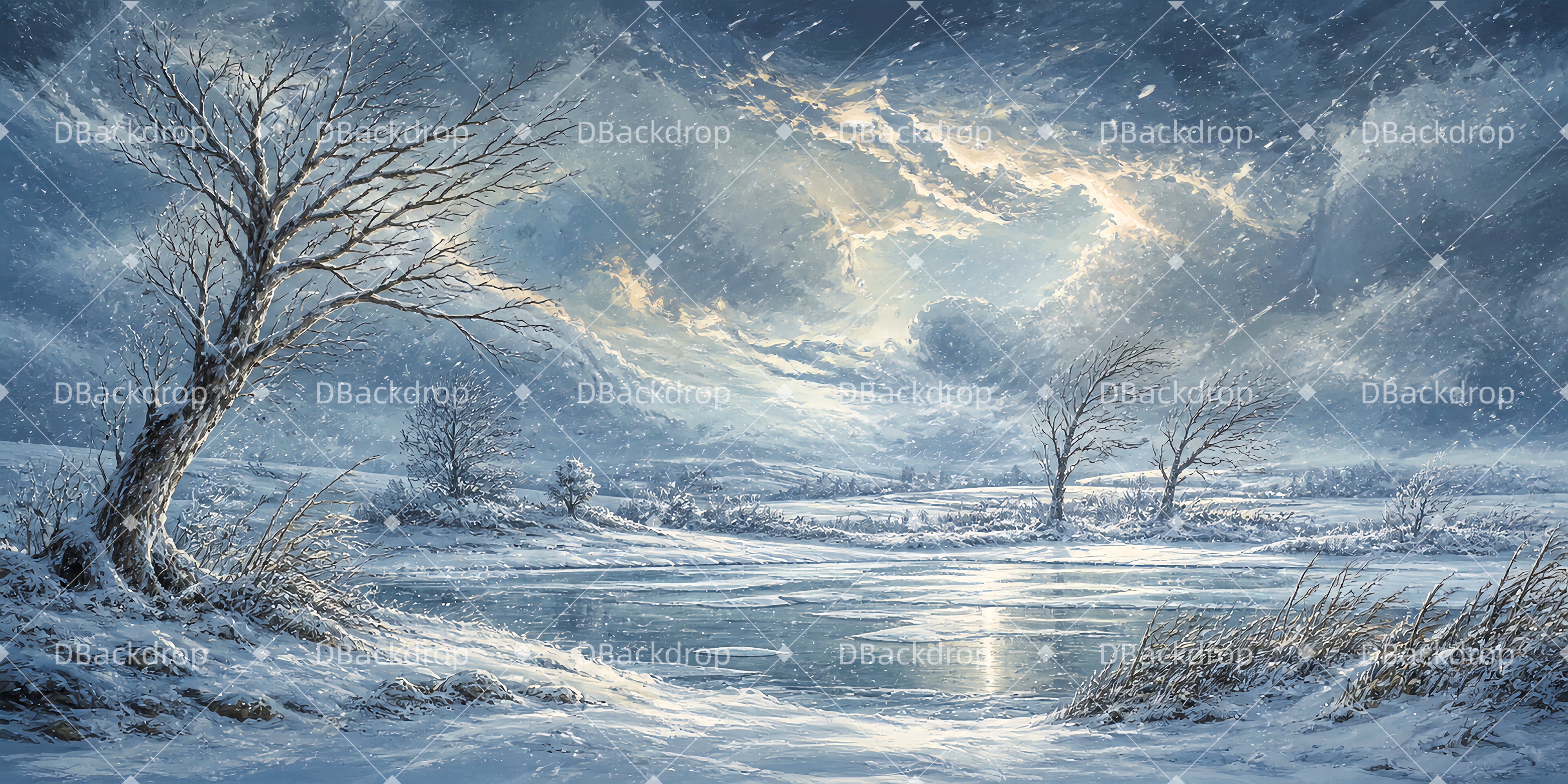 Theater Hintergrund Verschneite Winterlandschaft Bühnenkulisse LXX65-T24