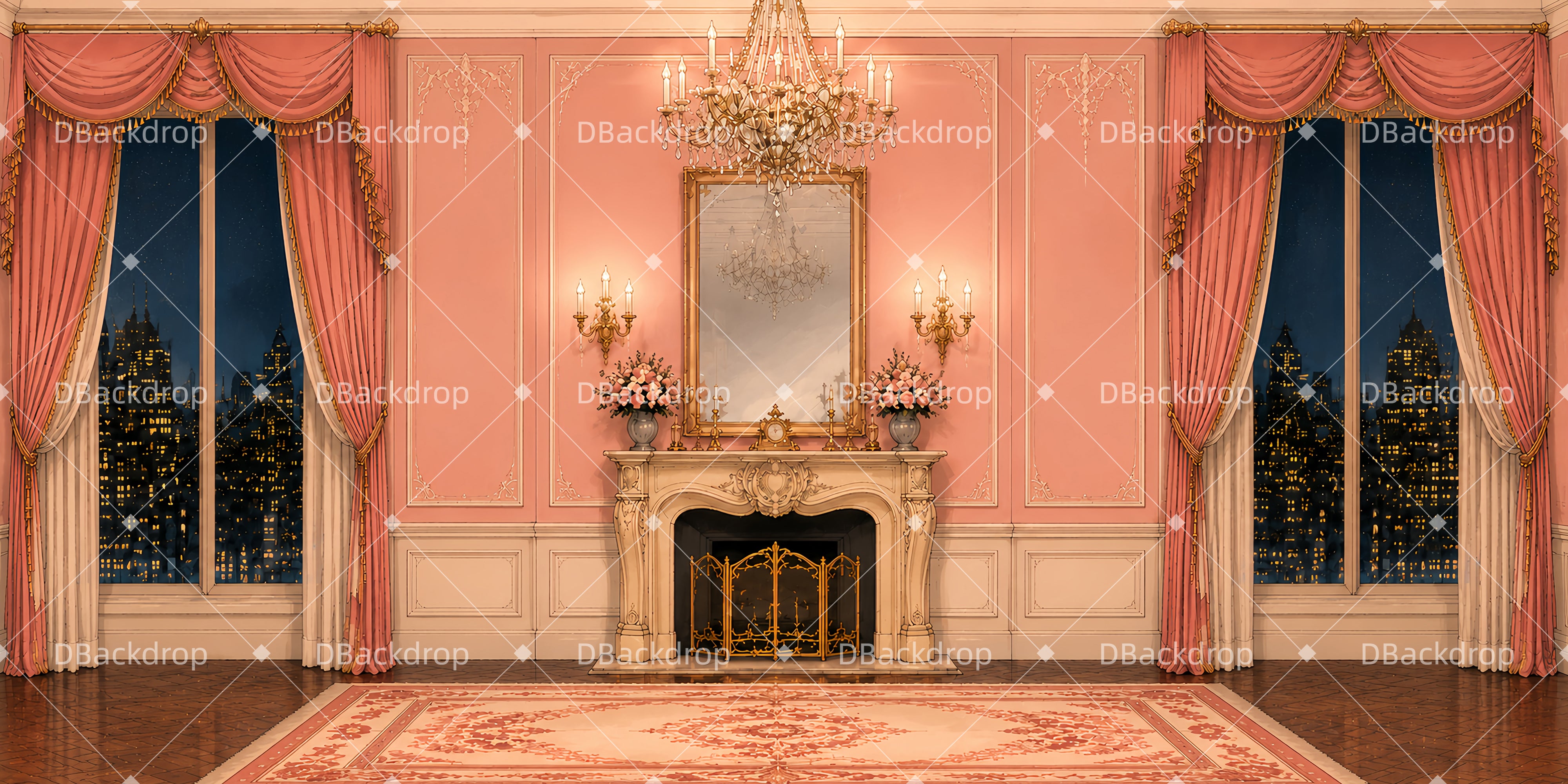 Rosa Luxuswohnung Tanz Bühnenhintergrund LXX65-T38