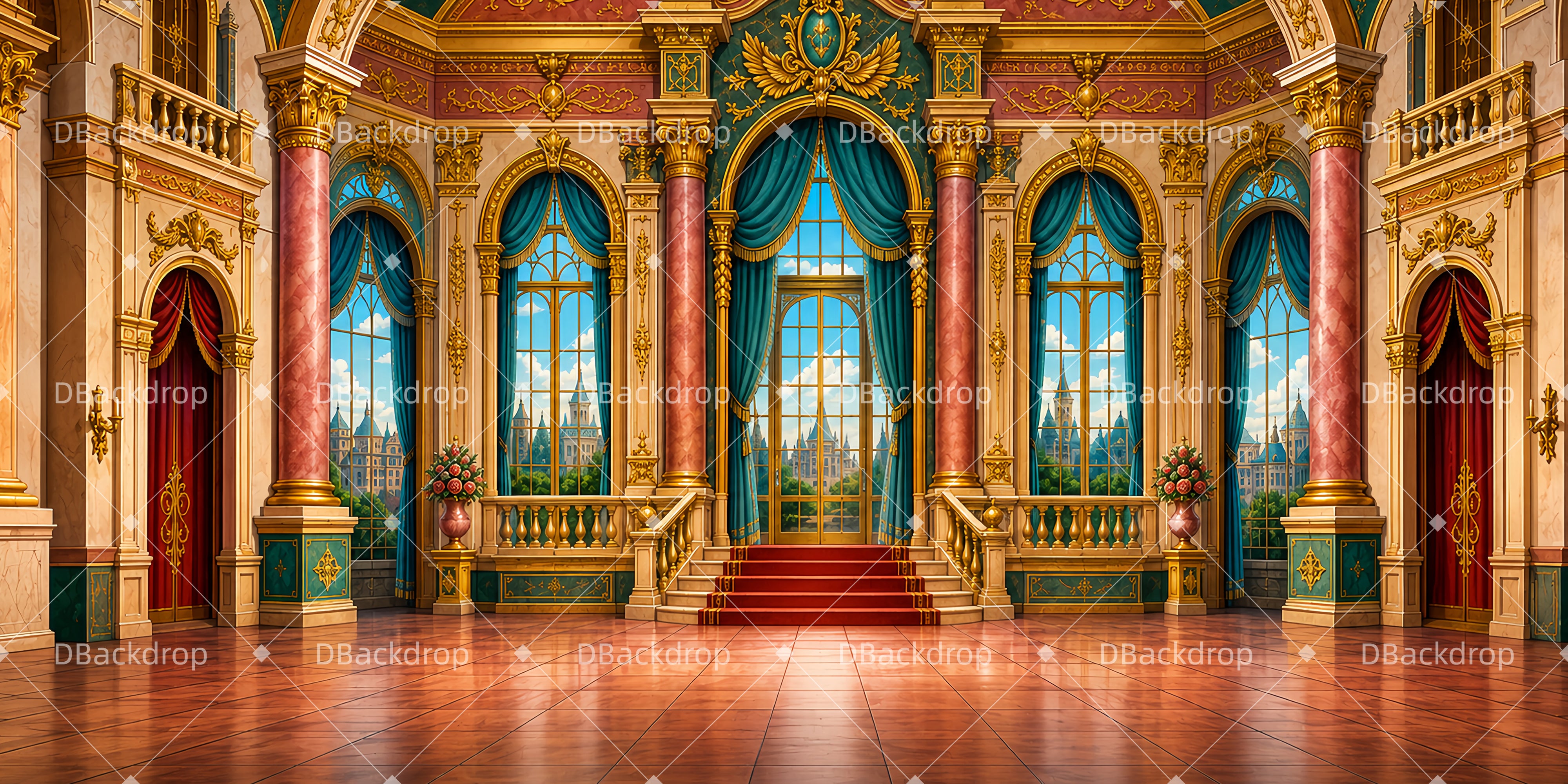 Kulisse für Tanzaufführungen Opulente Palast Halle Bühnenkulissen LXX65-T73