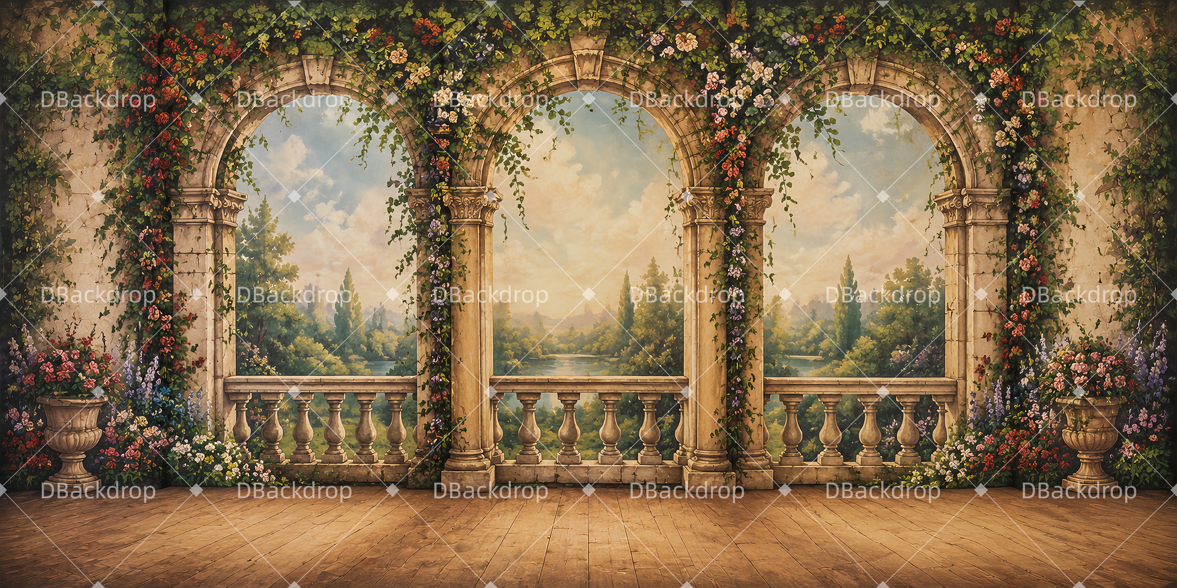 Bühnenkulisse Romantische Blumen Terrasse Tanzbühnenkulisse LXX65-T74