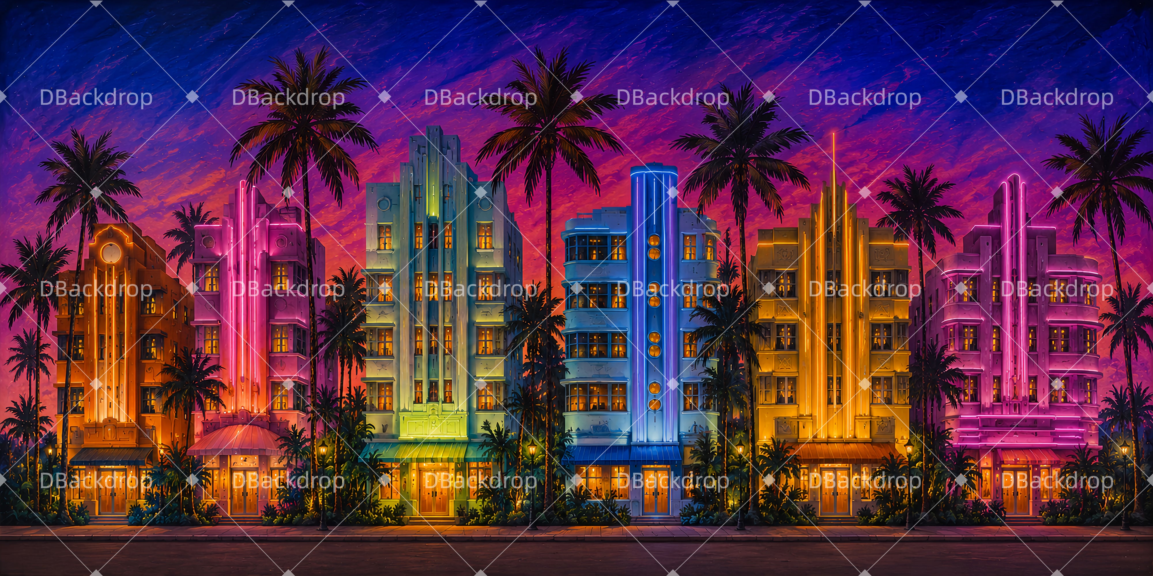 Theater Bühnenhintergrund Bunte Straße in Miami Kulisse LXX66-T15