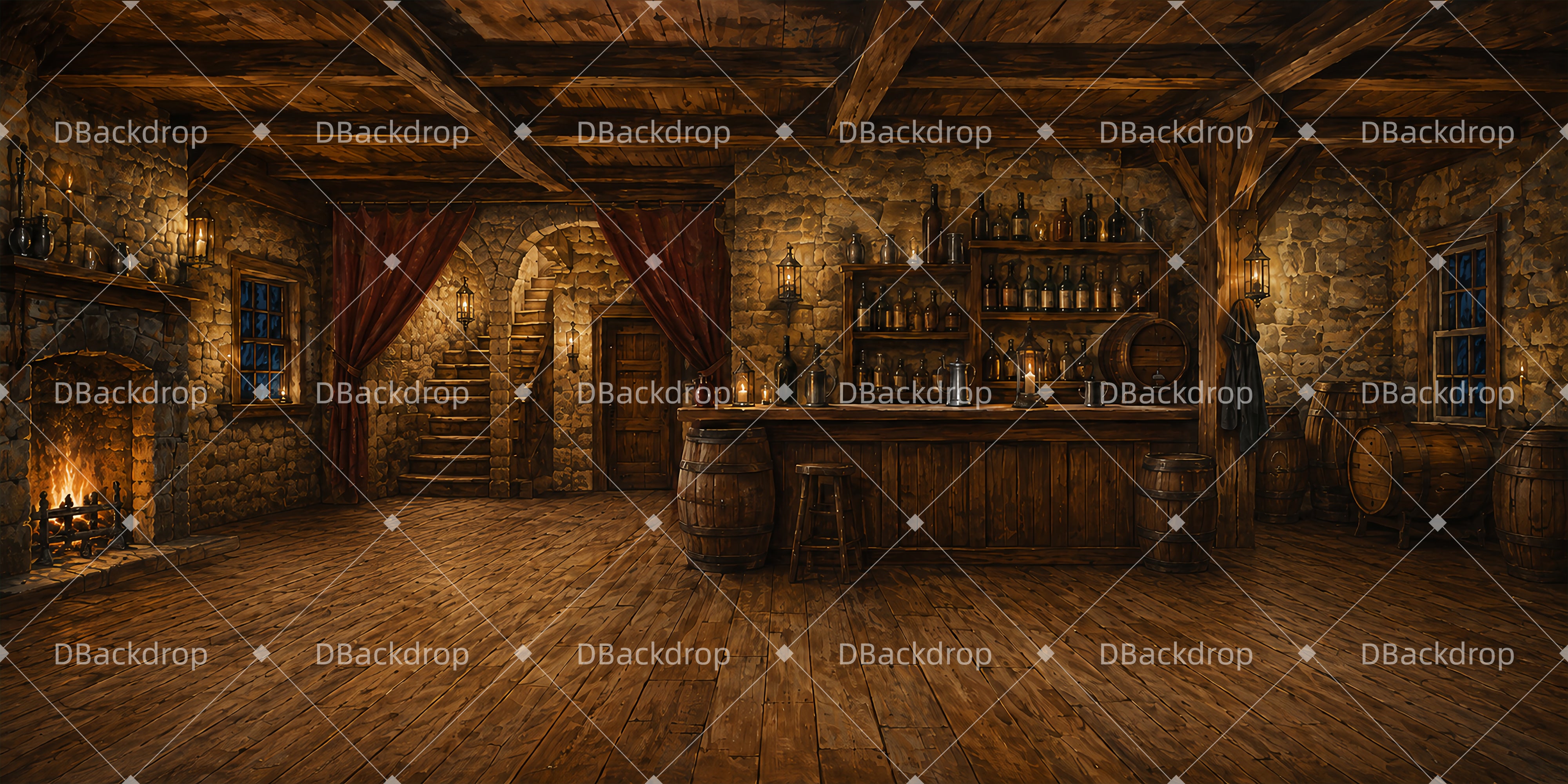 Theaterhintergrund Koloniale Taverne Aufführungskulisse LXX66-T49