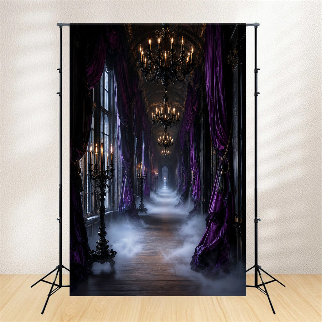 Halloween-HintergrundkulissenLila Kerze Gotischer Flur Halloween-Hintergrundideen LXX67-112