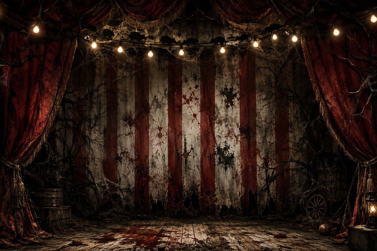 Halloween-Clown-Hintergrund Blutiger Zirkusvorhang Bühnenhintergrund Aus Stoff LXX67-158