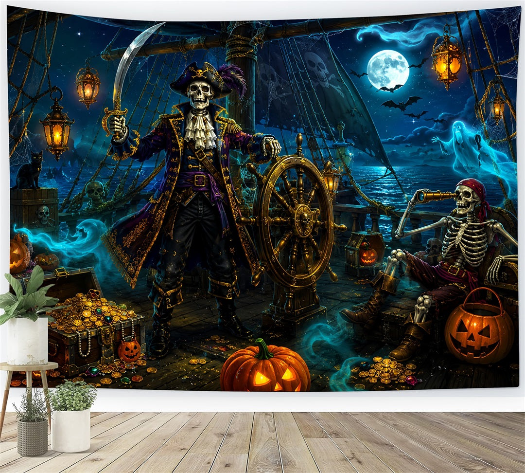 Halloween-FotohintergrundSkelett Piratenschatz Schiff LXX67-163