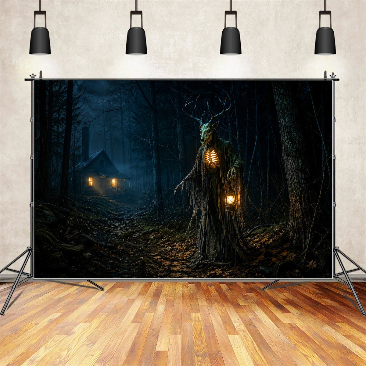 Halloween-Fotohintergrund Im FreienWaldgeist Mit Geweih LXX67-180