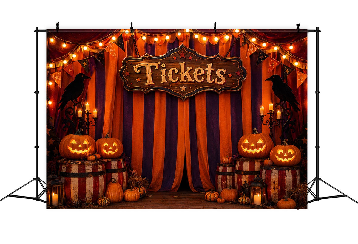 Halloween-Hintergründe Für FotosKürbis-Karnevals-Ticketstand Halloween-Zirkus-Hintergrund LXX67-42