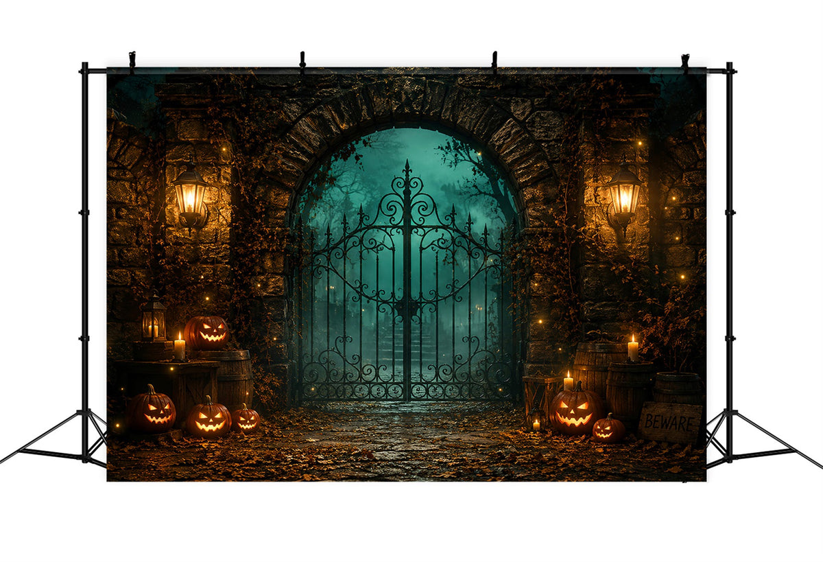 Halloween-Party-Hintergründe Laterne Stein Kürbis Tor Halloween Fotokabinen-Hintergrund LXX67-64