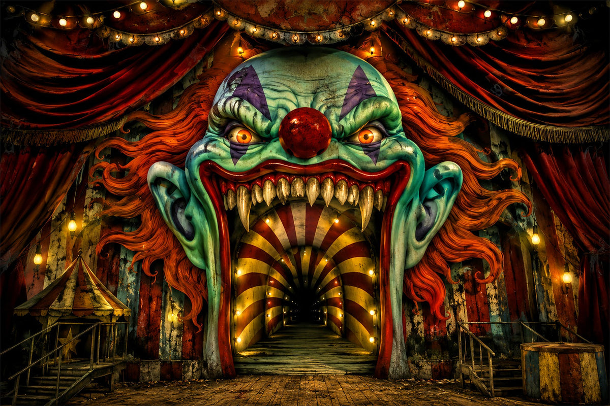 Halloween-Bühnenhintergrund Gruseliger Clown Karnevalseingang Halloween-Fotografie-Hintergründe LXX67-91