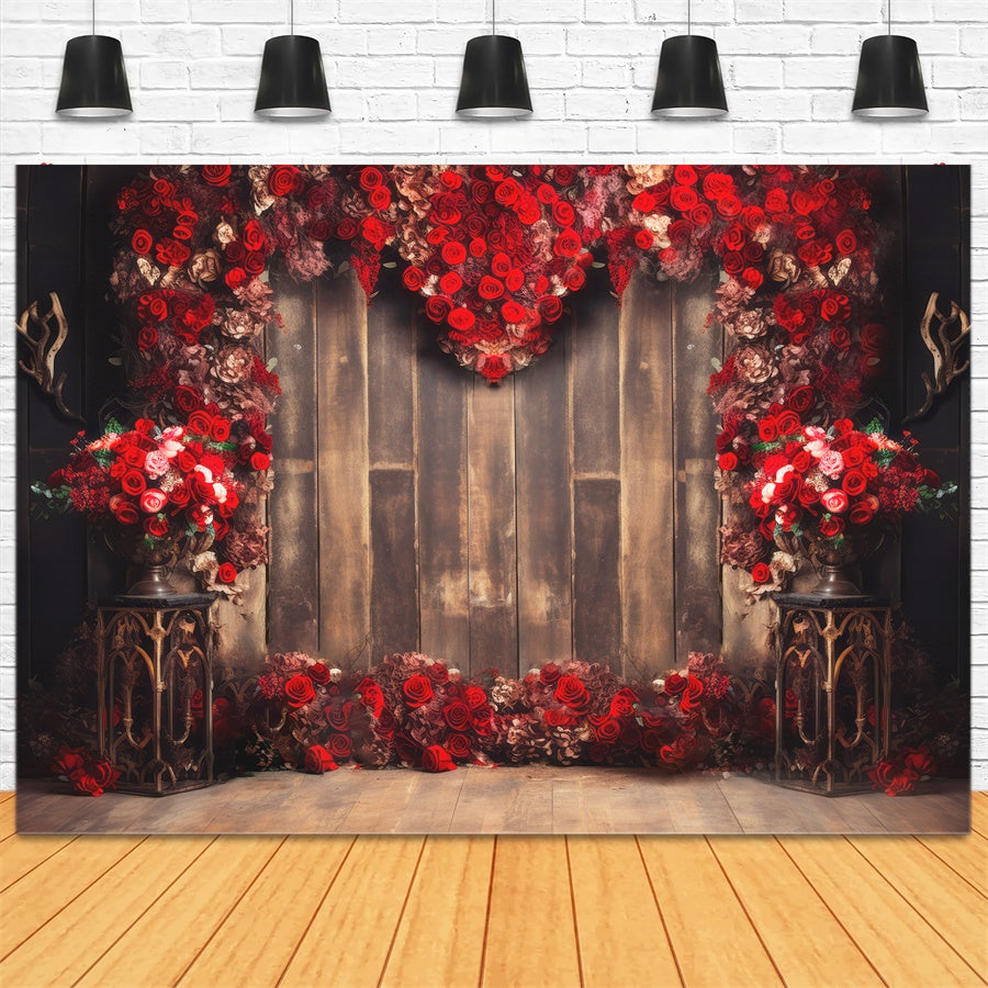 Valentinstag Rote Rose Liebe Wandhintergrund M1-03