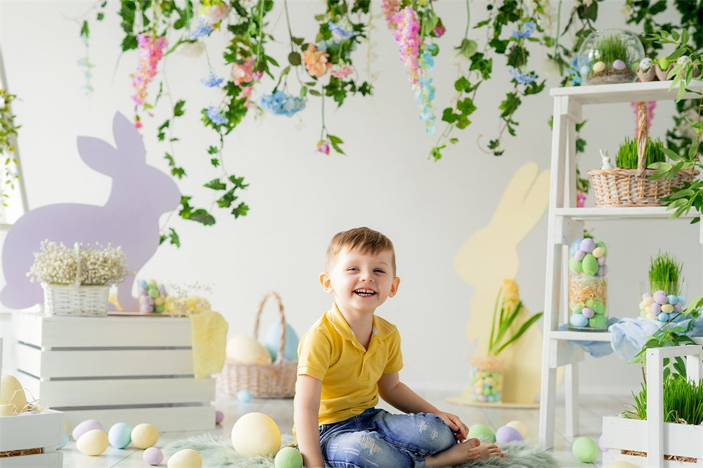 Ostereier Blume Greenery Bunny Fresh Hintergrund M1-50