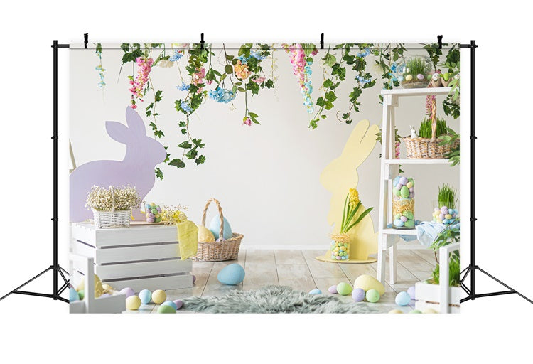 Ostereier Blume Greenery Bunny Fresh Hintergrund M1-50