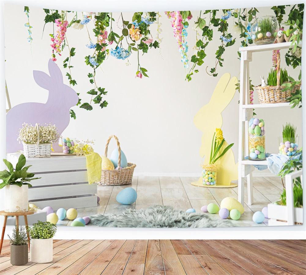 Ostereier Blume Greenery Bunny Fresh Hintergrund M1-50