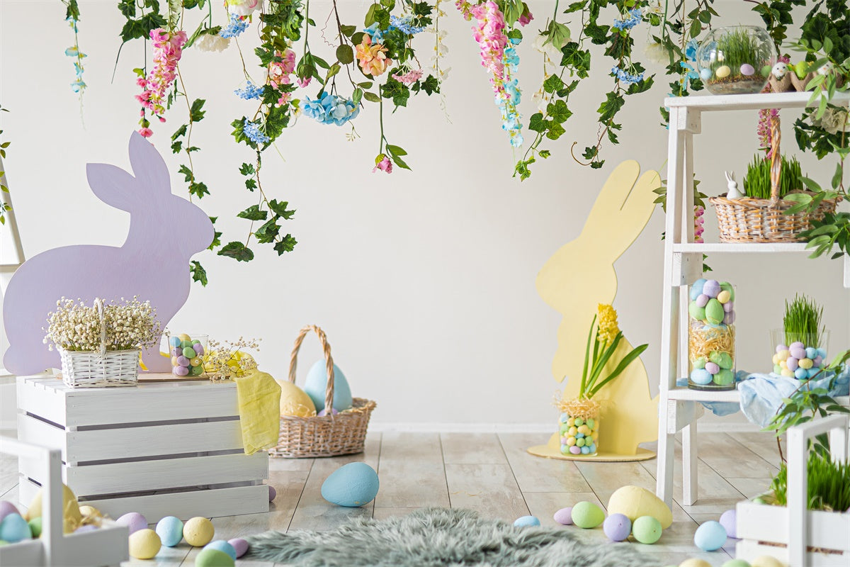 Ostereier Blume Greenery Bunny Fresh Hintergrund M1-50