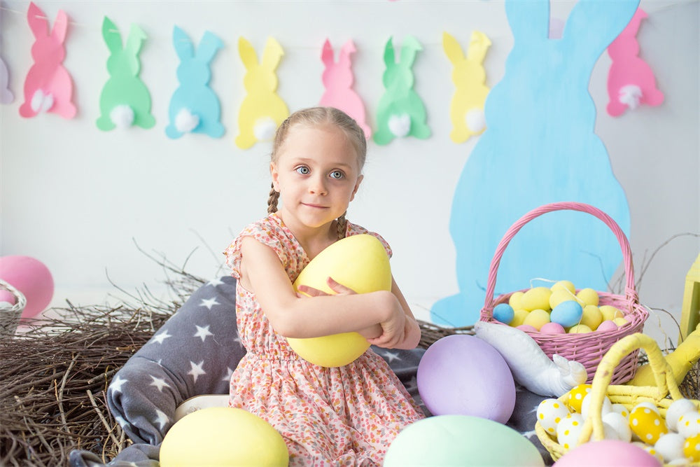 Ostern Buntes Papier Ausschnitt Hase Plüsch Schwanz Hintergrund M1-55