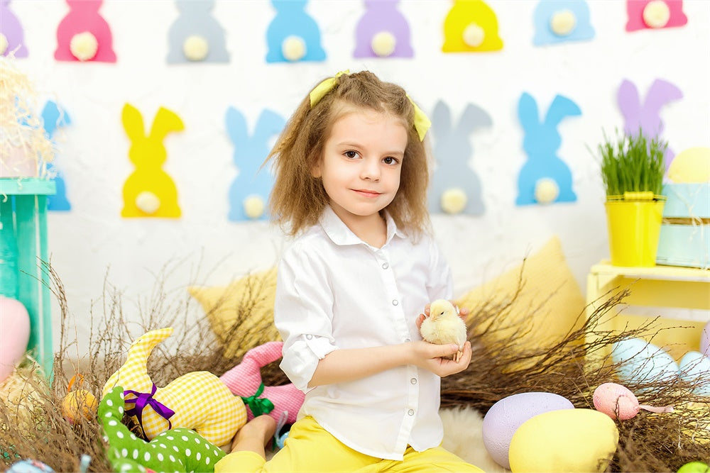 Ostern Buntes Papier Ausschnitt Hase Plüsch Schwanz Hintergrund M1-55