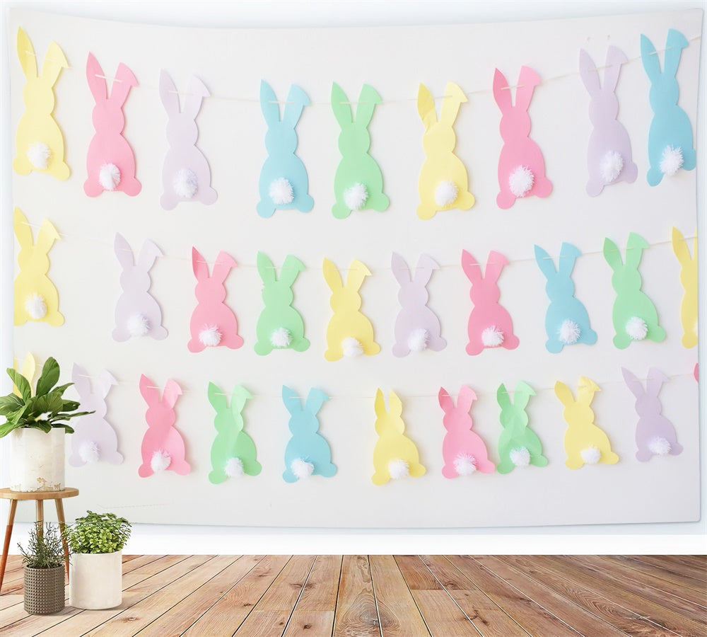 Ostern Buntes Papier Ausschnitt Hase Plüsch Schwanz Hintergrund M1-55