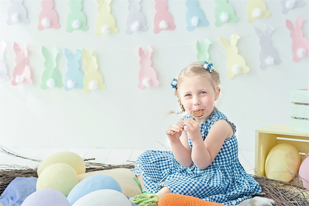 Ostern Buntes Papier Ausschnitt Hase Plüsch Schwanz Hintergrund M1-55