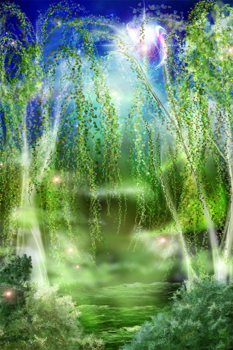 Fantasy Style Wunderland Wald Wolken Hintergrund M1-65