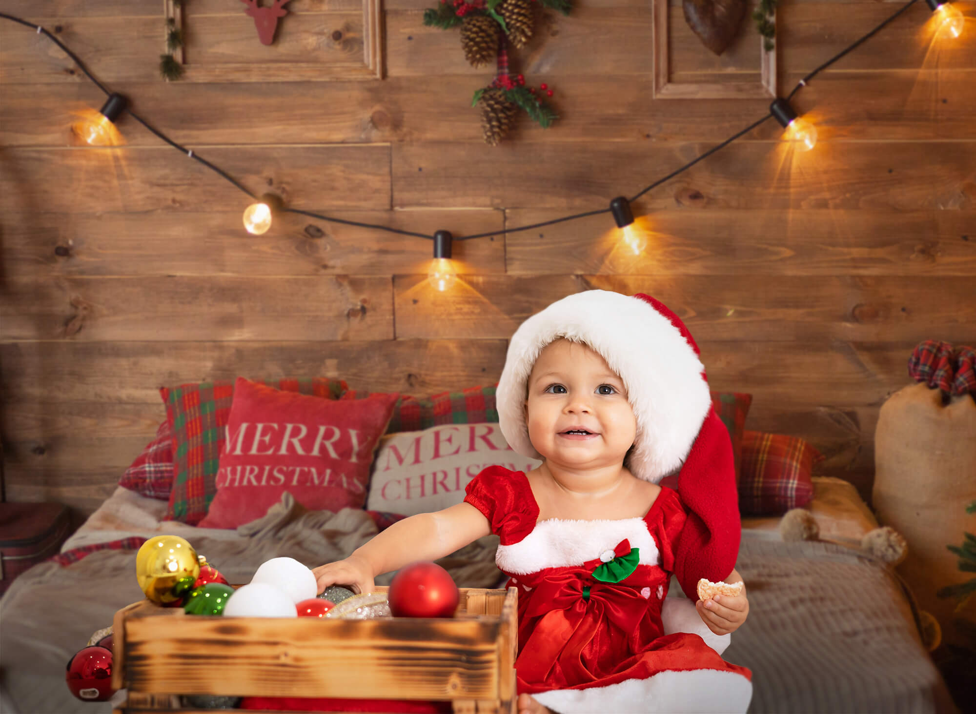 Weihnachten Gemütlicher Kopfteil Fotographie Hintergrund M10-26