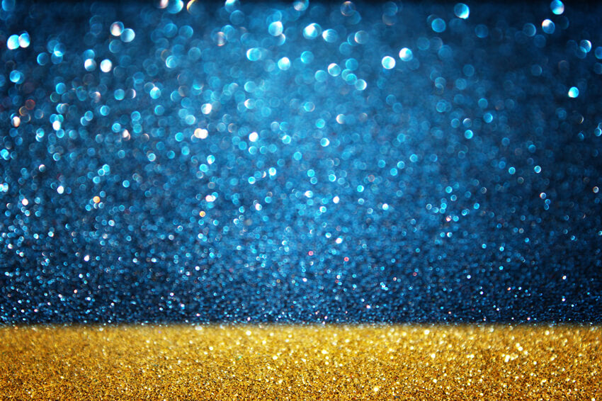 Blau und Gold Glitter Bokeh Fotografie Hintergrund M10-40