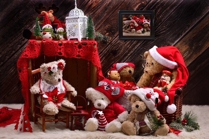 Weihnachten Teddybären Backdrop für Fotografie M11-08