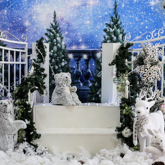 Winter Weihnachten Schneemann Kitz Bär Hintergrund M11-10