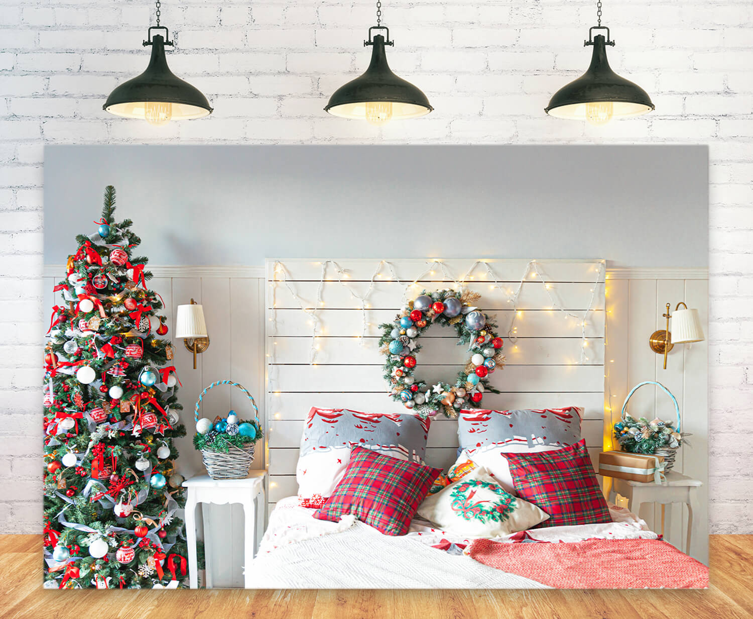 Weihnachtsbaum dekoriert Zimmer Interieur Hintergrund M11-37