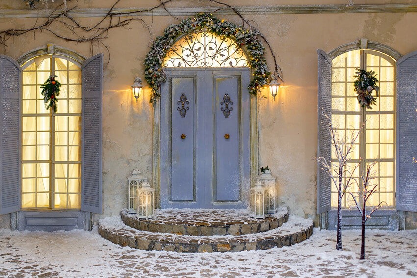 Weihnachten Front Porch Tür Fenster Hintergrund M11-43