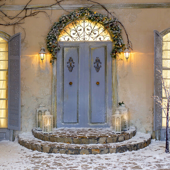 Weihnachten Front Porch Tür Fenster Hintergrund M11-43