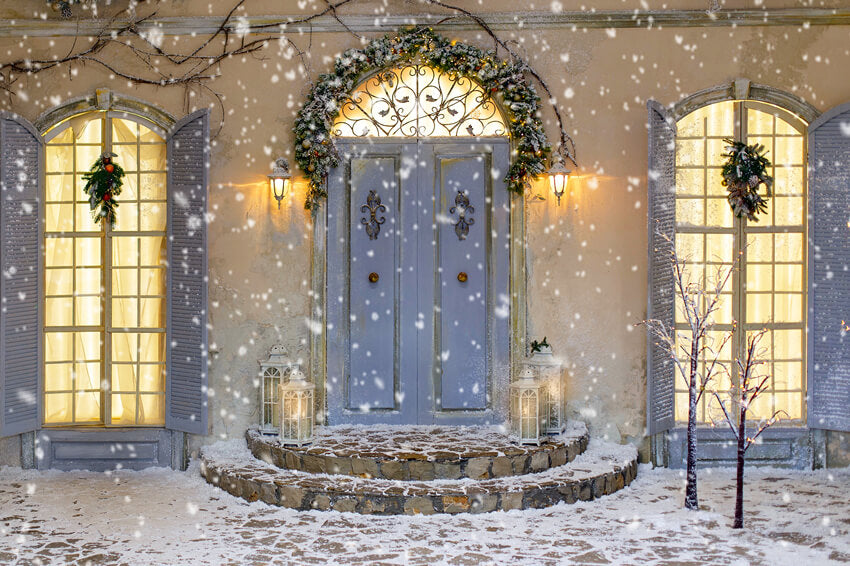 Schneeflocke Weihnachten Haus Verandatür Hintergrund M11-44